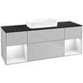 Villeroy und Boch Finion Waschtischunterschrank F742GFGJ 160x60,3x50,1cm, Regale Glossy white lacquer, Light grey matt