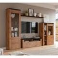 Wohnwand HOME AFFAIRE "Larona, Anbauwand, Set 4 Teilig", braun (eichefarben lefkas, schwarzwood), Kastenmöbel-Sets, bestehend aus 1 TV-Board, 1 Highboard, 1 Vitrine, 1 Wandregal