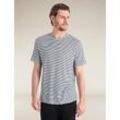 Icebreaker Merino Linen T-Shirt Stripe - Mann - Snow/midnight Navy - Größe XXL