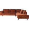 Ecksofa FURNINOVA "Samba Night schön bequem und hochwertig verarbeitet", braun (bronze), B:286cm H:78cm T:233cm, Velours (50, 2% Acryl, 41, 2% Polyester, 8, 6% Viskose), Sofas, attraktive Designnaht in Kederoptik, im skandinavisches Design, L-Form