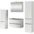 Badezimmer-Set WELLTIME "Kaunas", weiß (matt weiß, weiß), B:120cm H:200cm T:49cm, Kastenmöbel-Sets, Waschtisch-Set (Breite 80 cm) mit Midischrank und Seitenschrank