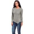 Rundhalspullover HEINE "Rundhals-Pullover" Gr. 38, grau (grau-melange) Damen Pullover