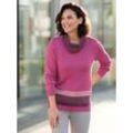 Rollkragenpullover CASUAL LOOKS "Pullover" Gr. 36, lila (erika-schwarz-gemustert) Damen Pullover