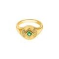 Emerald Signet Ring 14K Gold Plated