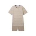 TOM TAILOR Herren Pyjama mit Streifenmuster, grau, Gestreift, Gr. 48