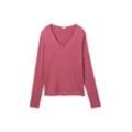 TOM TAILOR Damen Pullover mit V-Ausschnitt, rosa, Uni, Gr. M