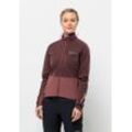 Fahrradjacke JACK WOLFSKIN "MOROBBIA JKT W", Damen, Gr. L (42/44), braun (schwarz, maroon), 1. OBERSTOFF 100% POLYESTER 2. OBERSTOFF 91% POLYAMID, 9% ELASTHAN FUTTER 100% POLYESTER, Jacken