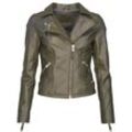 Lederjacke MUSTANG "31019142", Damen, Gr. L, grün (olive), Obermaterial: 100% Polyurethan / Futter: 100% Baumwolle / Ärmelfutter: 100% Polyester, Jacken