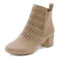 Stiefelette LASCANA Gr. 35, grau (taupe) Damen Schuhe Stiefel, Boots mit kleinen Cut-Outs VEGAN