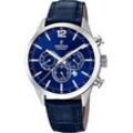 Chronograph FESTINA "Timeless Chronograph, F20542/2" Armbanduhren blau (dunkelblau) Herren Armbanduhr, Quarzuhr, Herrenuhr, Stoppfunktion, Lederarmband