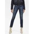 Straight-Jeans G-STAR "Midge", Damen, Gr. 28, Länge 30, blau (schwarz aged), Denim/Jeans, Obermaterial: 92% Baumwolle, 7% Polyester, 1% Elasthan, unifarben, modisch, straight fit lang, Jeans, 5-Pocket-Design mit markanten Steppnähten