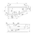 Koralle Badewanne T200 180/80 L Acryl asymmetrisch 1803x800x440 weiß Überlauf vorn VL148180080201