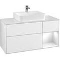 Villeroy und Boch Finion Waschtischunterschrank F171GFGF 120cm, Abdeckplatte white matt, Regal rechts Glossy white lacquer, Glossy white lacquer