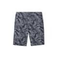 TOM TAILOR Herren Regular Shorts mit Leinen, blau, Gemustert, Gr. 31