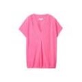 TOM TAILOR Damen T-Shirt mit Lochmuster, rosa, Uni, Gr. M