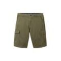 TOM TAILOR Herren Regular Cargoshorts, grün, Uni, Gr. 30