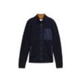 TOM TAILOR Herren Strickjacke mit Materialmix, blau, Uni, Gr. XXL