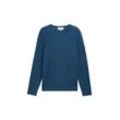 TOM TAILOR Herren Pullover in Mélange-Optik, blau, Uni, Gr. S