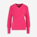 Pinker Pullover mit V-Ausschnitt