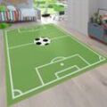 Kinderteppich PACO HOME "Bino 568" Teppiche Gr. B: 200cm, 4mm, L: 290cm, grün Kinder Kurzflor, Spiel-Teppich, Motiv Fußballfeld, Kinderzimmer