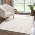 Hochflor-Teppich CARPET CITY "Focus 3382, Boho-Style" Teppiche Gr. B: 160 cm 1 St., 20 mm, L: 230 cm, beige (creme) besonders weich, Hoch Tief Struktur, Wohnzimmer, auch als Läufer