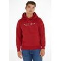 Hoodie TOMMY HILFIGER "HILFIGER NEW YORK HOODY", Herren, Gr. L, rot, Sweatware, Obermaterial: 63% Baumwolle, 37% Polyester, unifarben, casual, regular fit hüftbedeckend, Langarm Rippbündchen, Sweatshirts, mit Kängurutasche