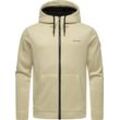 Kapuzenstrickjacke RAGWEAR "Fabian" Gr. 4XL (60), beige (ecru) Herren Strickjacken Basic Rippstrick-Jacke mit Kapuze