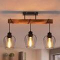 Neuwertig] Gbly Retro Deckenleuchte Vintage Deckenlampe 3 flammige Holz Wohnzimmerlampe im Industrial Design mit höhenverstellbaren Strahlern aus