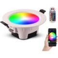 Tinor - LED-Einbaustrahler RGB-Farbe, einstellbare Helligkeit 700 Lumen, mit Fernbedienung für Wohnzimmer, Badezimmer, Küche, Ausstellungskorridor, 5