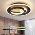 Led Deckenlampe Wohnzimmer Deckenleuchte Flur - Schwarz 33W Dimmbar Wohnzimmerlampe Modern Schlafzimmerlampe Rund Design Flurlampe mit Fernbedienung