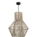 Led Pendellampe Wohnzimmer Hängeleuchte Esszimmer Vintage Korboptik Boho Natur Pendelleuchte, Schwarz 11 - Paco Home