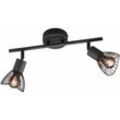 Deckenlampe Spotleuchte Wohnzimmerlampe Industriell Deckenleuchte 2 flammig zum verstellen, Metall Gitter schwarz, 2x E14 Fassungen, LxBxH