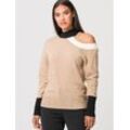 TUZZI Strickpullover Damen Viskose gemustert, beige