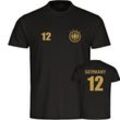 multifanshop Herren T-Shirt - Germany - Adler Retro Trikot 12 Gold - Druck gold metallic - Männer