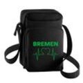 multifanshop Umhängetasche - Bremen - Herzschlag - Druck grün - Tasche