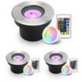 LED Bodeneinbaustrahler FLACH rund Edelstahl 230V IP67 - Leuchtmittel: 5W RGB+CC...