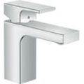 Waschtischarmatur HANSGROHE "Vernis Shape", silber (chrom), H:14,8cm T:13,2cm, Armaturen, 10cm, mit isolierter Wasserführung + Metall Zugstangen-Ablaufgarnitur