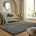 Hochflor-Teppich FLAIR RUGS "Feather", grau (holzkohle), B:160cm H:40mm L:230cm, Kunstfaser, Teppiche