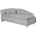 Schlafsofa ALINA "Lindsay", grau (grauweiß tmd 9), B:223cm H:80cm T:112cm, Struktur TMD (100% Polyester), Sofas, Bettkasten, Zierkissen-Set aus: 2 Stk. 40x40cm, 1 Stk. 30x30cm