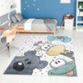 Kinderteppich CARPET CITY "ANIME913", bunt (mehrfarbig), B:190cm H:11mm L:280cm, Polypropylen (PP), Teppiche, Kinderzimmer Teppich Modern mit Mond, Blumen, Wolken, Creme, Multi