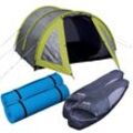 Tunnelzelt EXPLORER "Campingset 5-teilig, 1 Zelt / 2 Schlafsäcke / 2 Isomatten", grau (grau, beige), Zelte, B/H/L: 210cm x 120cm x 295cm, B:210cm H:120cm L:295cm