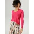 V-Ausschnitt-Pullover ANISTON SELECTED Gr. 36, pink Damen Pullover im Oversize-Look Bestseller