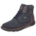 Winterboots RIEKER, Herren, Gr. 40, grau (dunkelblau, grau), Leder, Lederimitat, sportlich, Schuhe, High Top Sneaker, Schnürstiefelette mit TEX-Membran, schmale Form