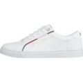 Sneaker TOMMY HILFIGER "TOMMY HIFLIGER SIGNATURE SNEAKER", Damen, Gr. 38, weiß, Leder, Lederimitat, sportlich, Schuhe Halbschuh Skaterschuh, mit bunter Paspellierung, Freizeitschuh, Halbschuh, Schnürschuh