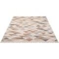 Teppich TOM TAILOR HOME "Triangle Kelim" Teppiche Gr. B: 65cm, 5mm, L: 135cm, beige (natur) Fransenteppich handgewebt, mit Fransen, Boho-Style