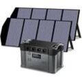 S2000 1500Wh Tragbares Powerstation 2000W (Spitze 4000W) akku Solargenerator Mobiler Stromspeicher Power Station mit 2Pcs 140WW Faltbares Solarpanel