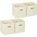 Relaxdays - 4 x Aufbewahrungsbox, Regalkorb ohne Deckel, Faltkiste mit Griff, Regalbox faltbar, Stoffbox quadratisch, 30 cm, beige