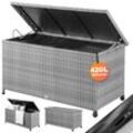 Gartenbox Auflagenbox mit Rollen 420L Stauraum UV-beständig Handgriffe Gasdruckfeder Wetterfest 122x56cm Garten Balkon Aufbewahrungsbox Grau - Casaria