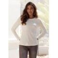 VIVANCE Langarmshirt 'mit modischem Ajour-Muster' crme Gr. 32/34 für Damen. Mit Rundhals. Basic Schmal. Nachhaltig.