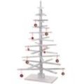 Deko-Weihnachtsbaum MCW-H77, 3D-Christbaum Weihnachtsdekoration, Shabby-Look Tannenholz verstellbar 130x82x82cm ~ weiß